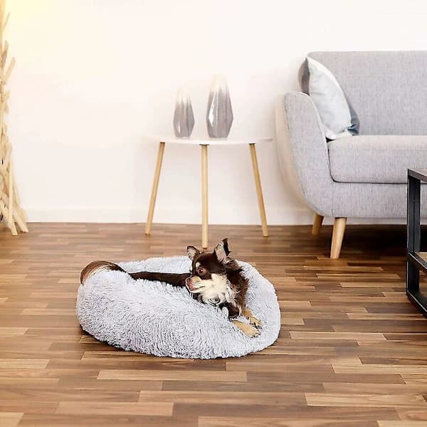 Rund hundkorg kattkudde munkkorg 50 cm (M) ljusgrå