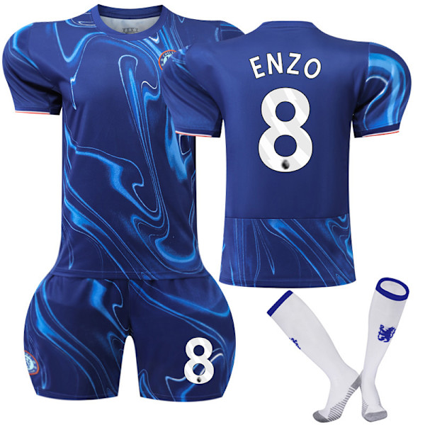 2024-2025 Chelsea Hjemme Børns Fodboldtrøje med sokker NO.8 ENZO Fernández Adult XXL