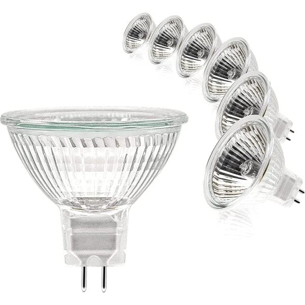 MR16-spottilamppu, 12V 20W Ljuskälla, Gu5.3-lamppu Himmennettävä MR16 Ljuskälla, 2-nastainen halogeenilamppu Lämmin valkoinen 2700K，6 kappaleen pakkaus