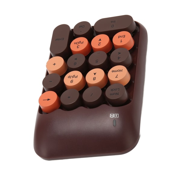 2,4 GHz trådløst numerisk tastatur 18 taster retrofarge runde tastaturer Mini talltastatur med USB-mottaker for bærbar kaffefarge