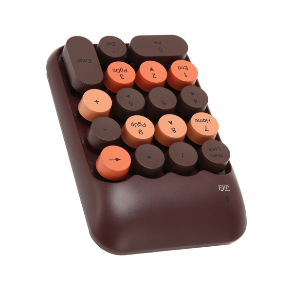 2,4 GHz trådløst numerisk tastatur 18 taster retrofarve runde tastaturer Mini taltastatur med USB-modtager til bærbar kaffefarve