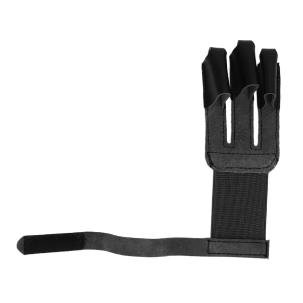Bueskydningshandske Koskind Beskyttende 3 Finger Guard Finger Tab Handske til Jagt Skydning Målretning Sort