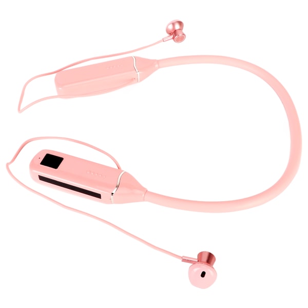 Bluetooth-hodetelefoner med nakkebånd LED Power Display Minnekort Avspilling Magnetiske ørepropper Headset med RGB-bakgrunnsbelysning Rosa