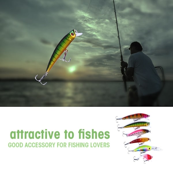 43 stk Hardbait Crankbait Minnow Agn Sett Fisketilbehør Kit