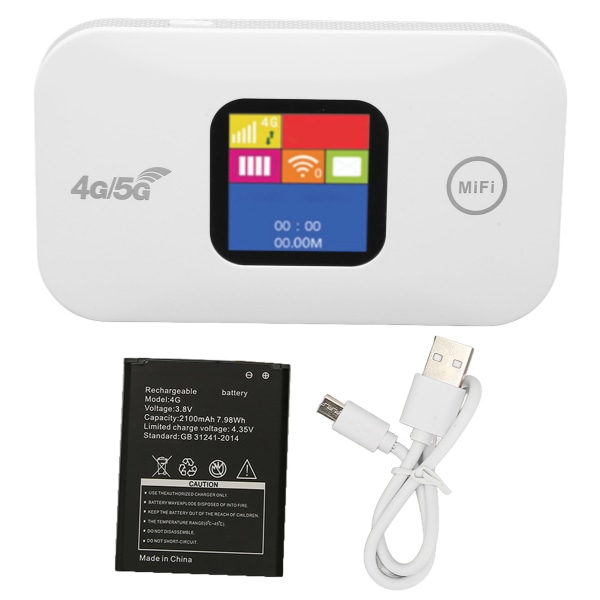 4G WiFi-router 150Mbps SIM-kortplads Understøttelse 10 brugere LED-farveskærm 2100mAh Mobilt WiFi Hotspot til Asien 100?240V