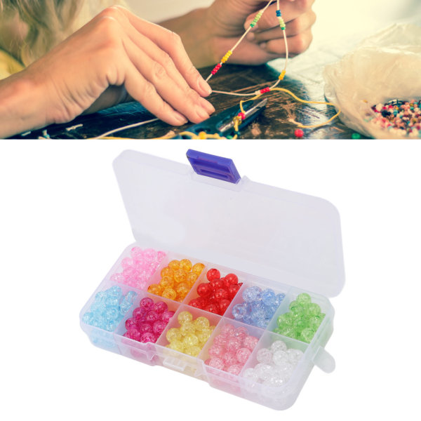 250 st Crackle Beads Akryl Handgjorda Crackle Lampwork Runda pärlor för DIY-smycketillbehör