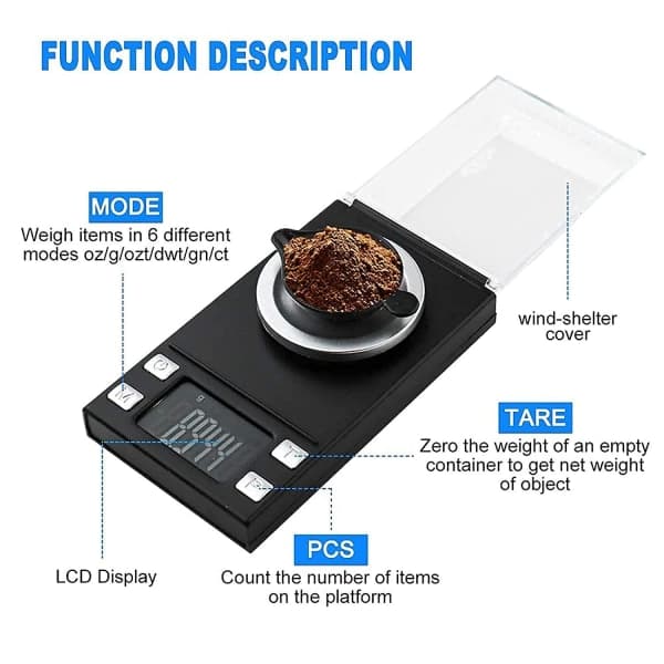 Digital mini-vægt i lommeformat 50 g/0,001 g