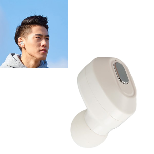 Single Earbud Mini Bluetooth 5.3 Single Earbud IPX5 Vedenpitävä yksi langaton kuuloke yritysurheiluun Valkoinen