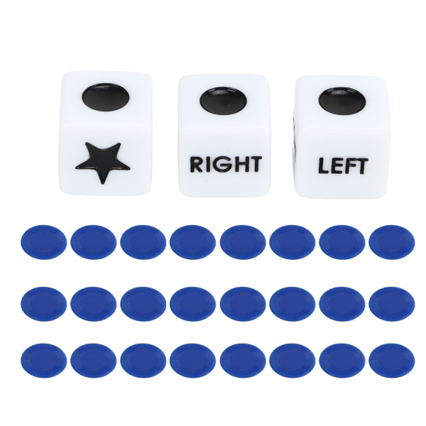 Left Right Center Dice Klassiska spel Plast Left Right Center Dice Game Kit för Party Home