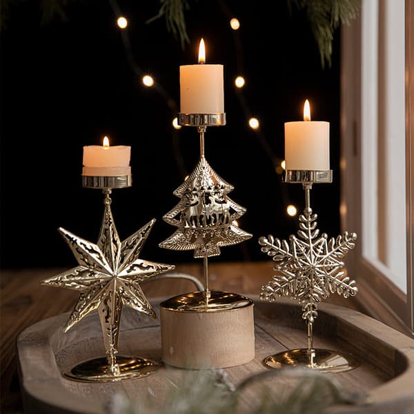 Julelysstake med stjerne, elg og juletre