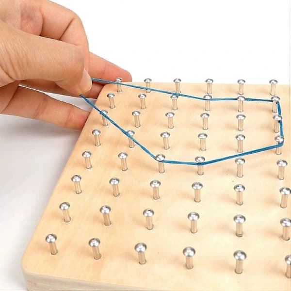 Træ med mønsterkort og elastikker - 8X8 Pegboard-stifter med elastiktape, formpuslespil inspirerer