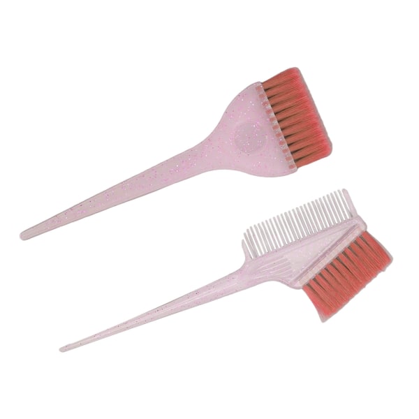 2 stk blød nylon hårfremhævningsbørsteapplikator Dobbeltsidet hårfarvebørstekam med glitterhåndtag Pink