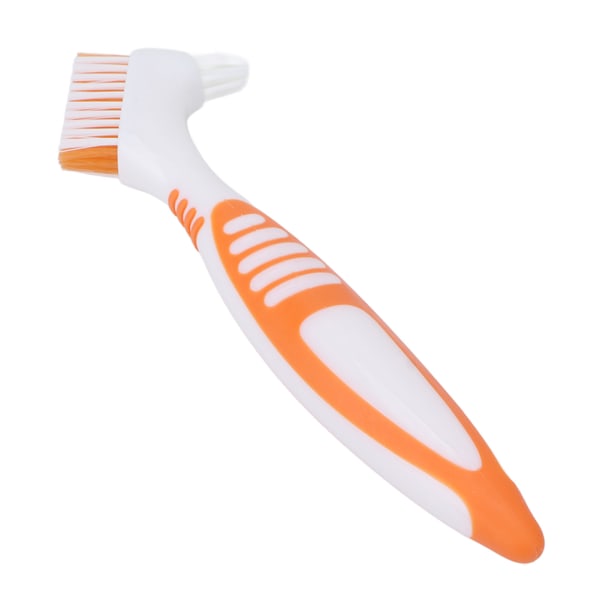 Protesetandbørste Sikkert dobbelthovedet tandproteseværktøj til delproteser Halvproteser Kompletproteser Orange