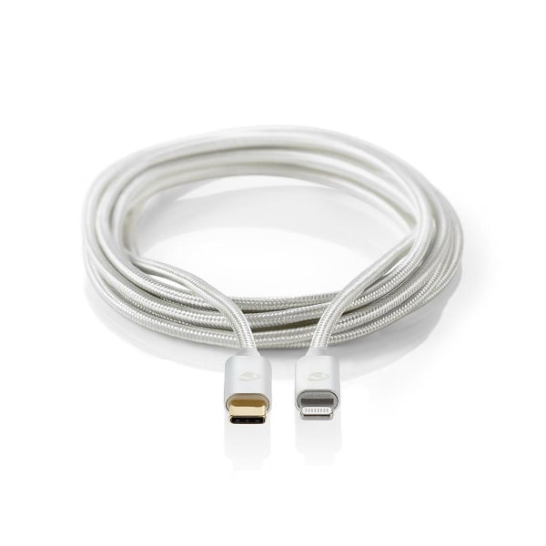 Lightning-kaapeli | USB 2.0 | Apple Lightning, 8-nastainen | USB-C™ Uros | 480 Mbps | Kullattu | 2,00 m | Pyöreä | Punottu / Nylon | Alumiini | Karton...