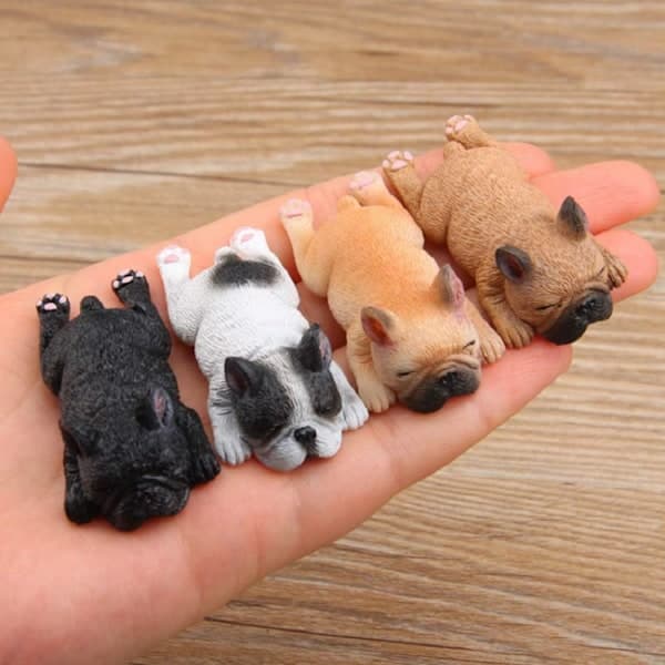 Paris_4-pack 3D Kylskåpsmagnet Fransk Sovande Bulldog