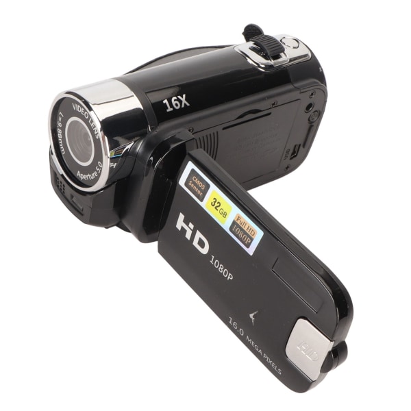 Digitalkamera 1080P 16MP HD 16X Zoom Anti Shake Håndholdt innebygd mikrofon Videokamera med LED Fill Light Black
