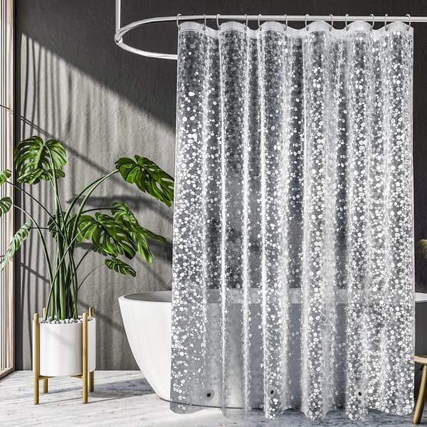 Gennemsigtig badeforhængsforing 183 x 183 cm, 3D brosten vægtet plastik badeforhængsforing til badeværelse, 180*180cm