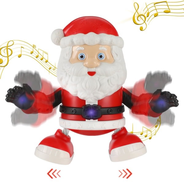 Christmas Electric Dancing Music Jultomten med LED Light Doll Julpresent for barn red