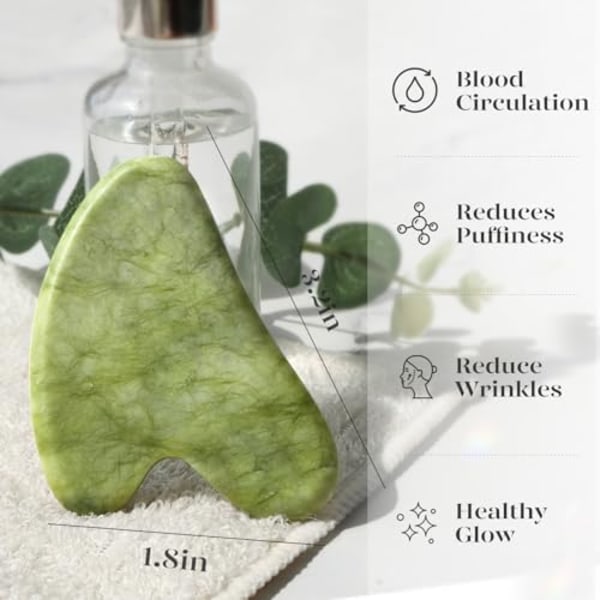 Gua Sha Set i Rosenkvarts - Ansiktsmassage för Rynkor & Muskelspänningar jade -
