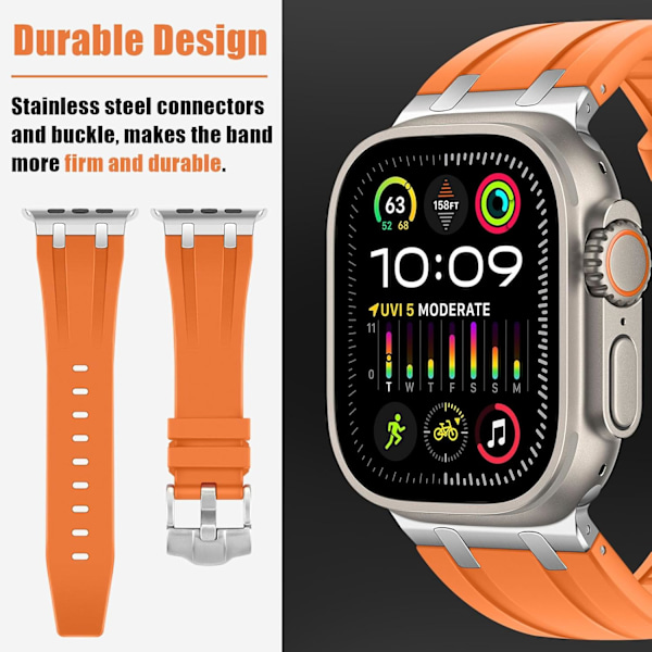 Kompatibelt med Apple Watch Ultra Armband 38mm 40mm 41mm, Flytande Silikonband med Rostfritt Stål Adapterband Utformade för Apple Watch