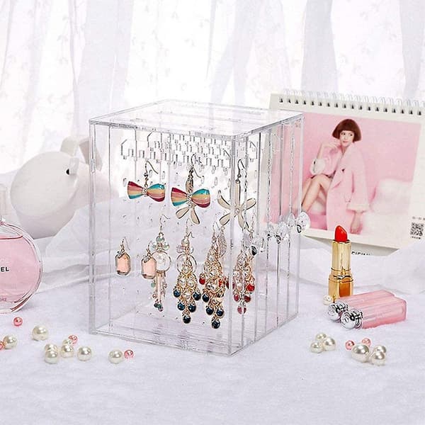 Øreringeholder Akryl Støvtæt Gennemsigtig Øreringe Display Organizer Øreringe Opbevaring (Box)