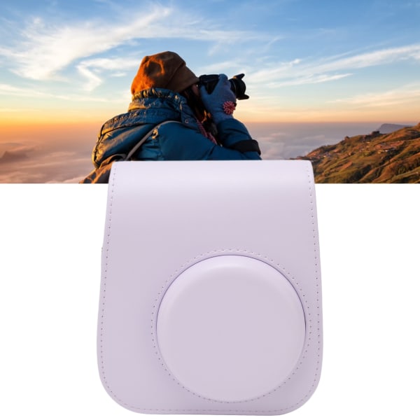 Beskyttende kameraveske PU-skinn kamerabæreveske i ren farge med justerbar stropp for campingreiser Lilla