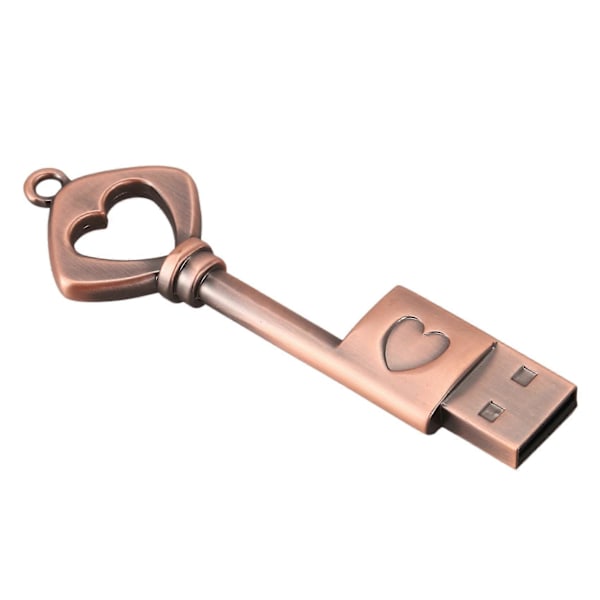 10 kpl USB 2.0 Metallinen USB-muistitikku Puhdas kupari Sydän USB-muistitikku Avain (Kupari, 8 Gt).pa