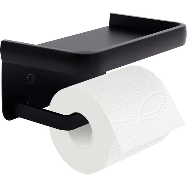 WC-paperirullateline hyllyllä, musta WC-paperiteline