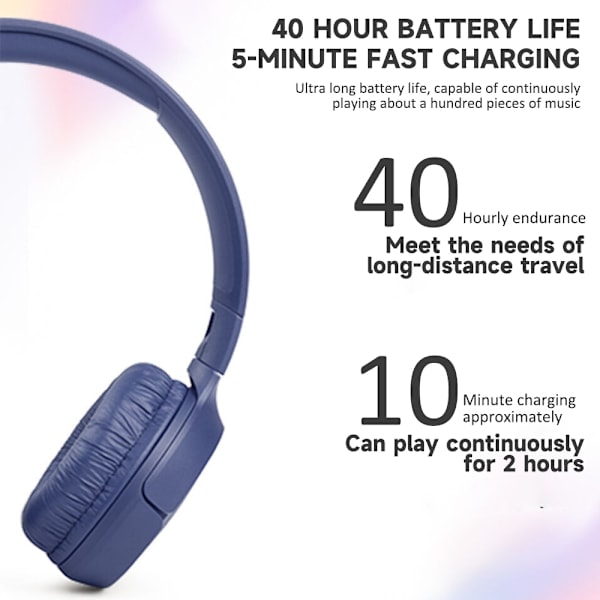 510BT Foldable Hodetelefoner Trådløse Bluetooth On-Ear Hodetelefoner Musikk Sport Jogging Løping Headset Svart