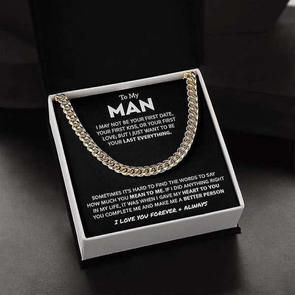 To My Man ruostumattomasta teräksestä valmistettu kuubalainen ketju Halsband Bästa smycken för män gold