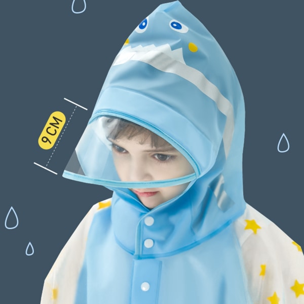 Børn regnfrakke børnehave børn tegneserie regnfrakke udendørs vandtæt baby regnjakke Blå dinosaur M