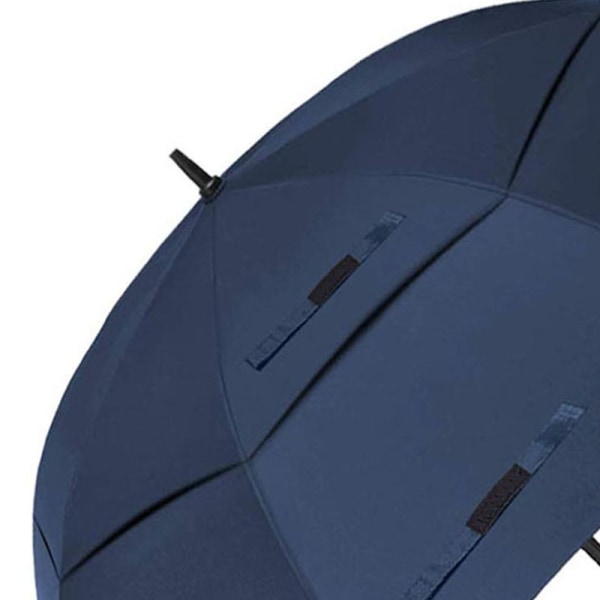 Tuuletus sateenvarjokuitu vedenpitävä tuulenpitävä 8 vahvistettua kärkeä automaattinen auki kaksinkertainen katos miehille sininen