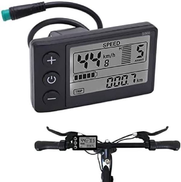 S866/S900 Elcykel LCD-display, Multifunktionshastighedsmåler, Baggrundsbelyst ABS Vandtæt, 24V/36V/48V Til E-cykler, 22,2 mm Styr