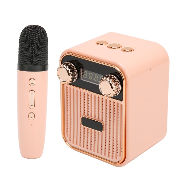 Mini Bluetooth Karaoke Maskin HiFi Stereoljud Bärbar Bluetooth högtalare med mikrofon för barn Presenter Rosa