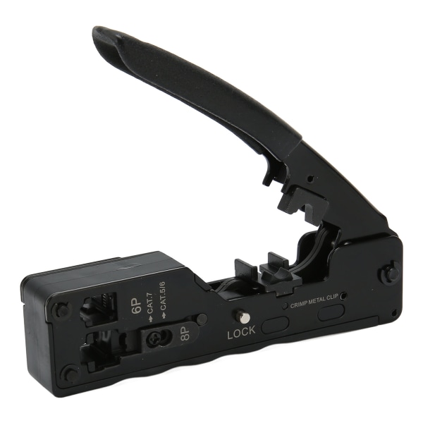 RJ45 Crimp Tool Justerbar Crimp Mode Säkerhetslås Ethernet Crimp Tool med slirskydd för Cat5e Cat6a Cat7a