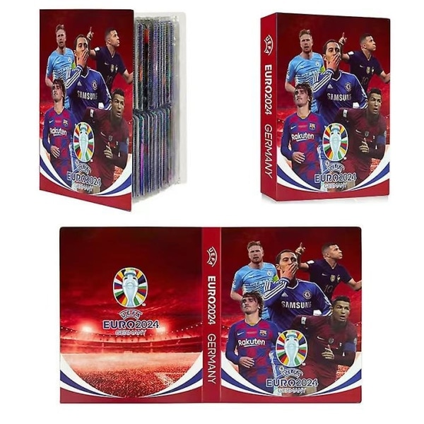 Fotballstjernekortalbum - 240 stk Stjernekortboksamlingalbum Bokmappe - Blå Blue