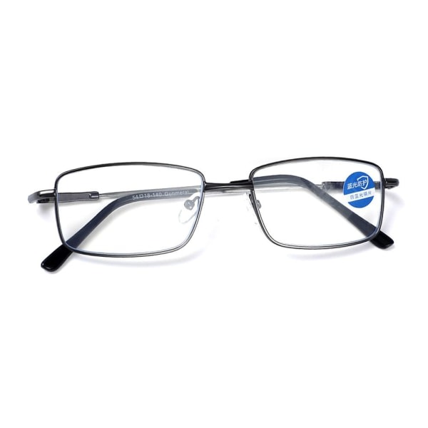 Anti-Blue Light Läsglasögon Fyrkantiga glasögon SVART Svart Styrka 200 Black Strength 200