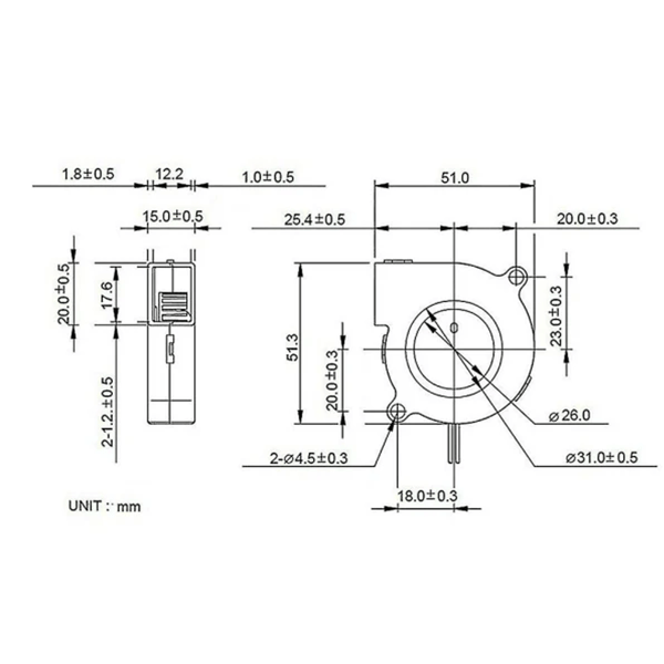 2 stk Mini Køleblæser 5015 DC 12V til 3D-printer