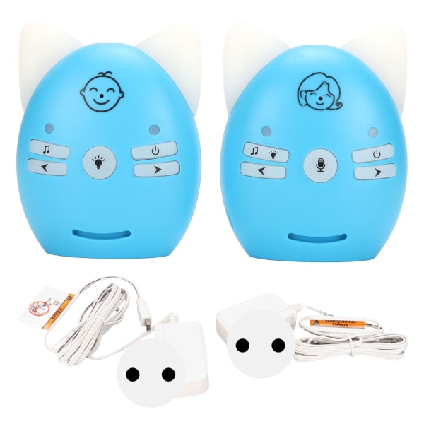 Lyd babymonitor ISM 905 til 925MHz 100 til 240V trådløs digital krypteringsoverføring 10 volum justerbar for barn blå
