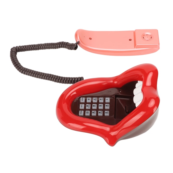 Stor tungeformet fastnettelefon Sød stor rød tungetelefon med ledning til hjemmet og kontoret
