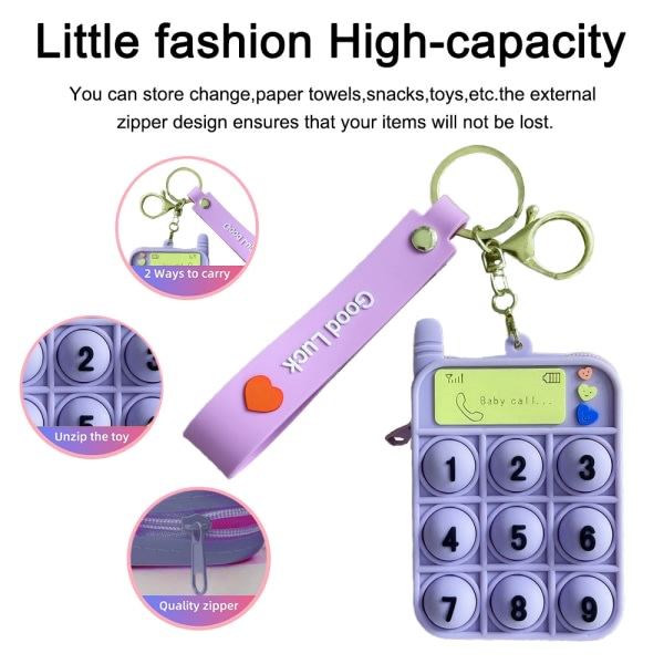 Myntplånbok plånboksleksak för flickor Present, små silikonpåsar Purple