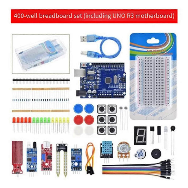 För R3 Utvecklingskort 400 Håls Kit Switch Kopplingsdäck Sensor Hinderundvikande Modul LED-lampor.pa
