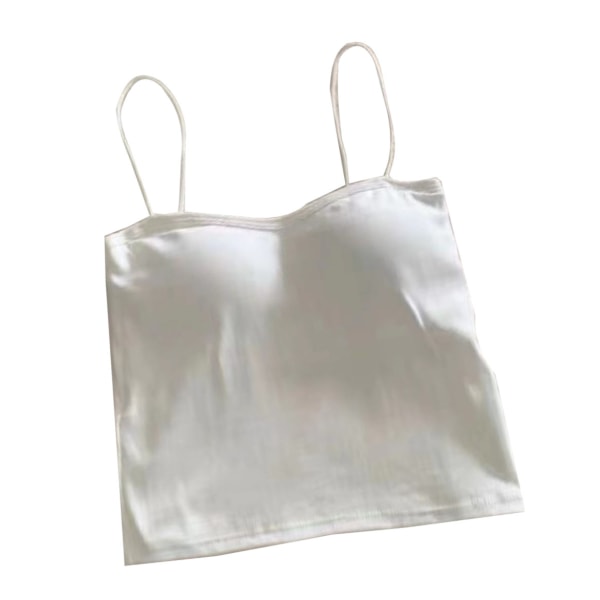 Naisten yksivärinen urheilupehmustettu camisole tyylikäs muodikas spagettihihna juoksupaita, valkoinen Ilmainen koko 88,2?143,3 lb