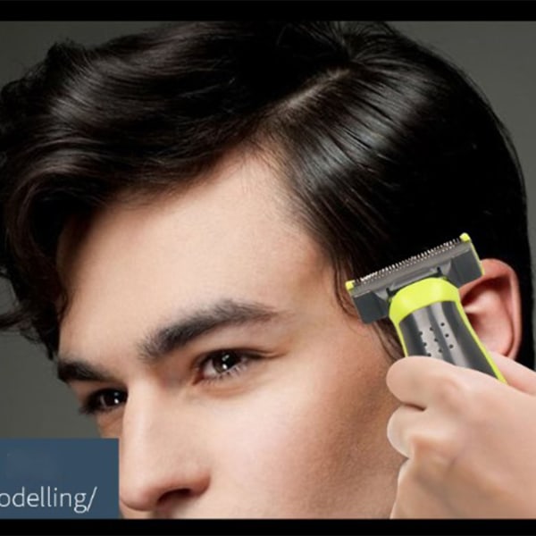 Elektrisk skjeggtrimmer USB-lading Lavt støy Dobbeltsidige tenner Vaskbare skjeggtrimmer for menn for hjemmereise