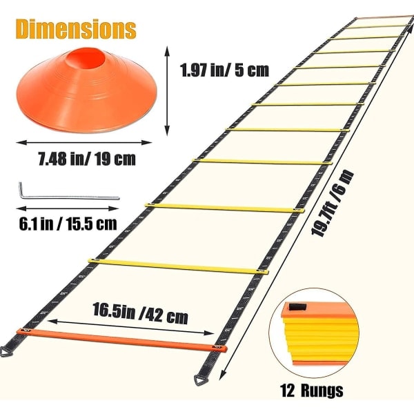 Piao Agility Ladder - Agility Speed ​​Og Balance Trænings Stige Til Fodbold Basket Boksning Softball Fodarbejde Sport Agility Træning Med Skala Og