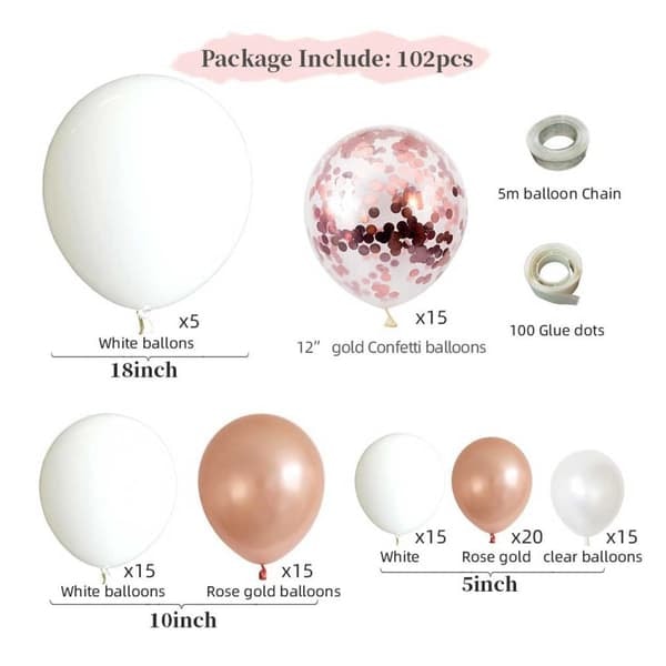 Ballonbue Guld Rosa Pastel – Komplet Ballonguirlande 5m—pa