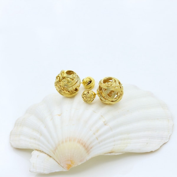 Herkkä metalliseos neulepalloriipus korvanappi Naisten tytöille korut koristelu lahja kultaa