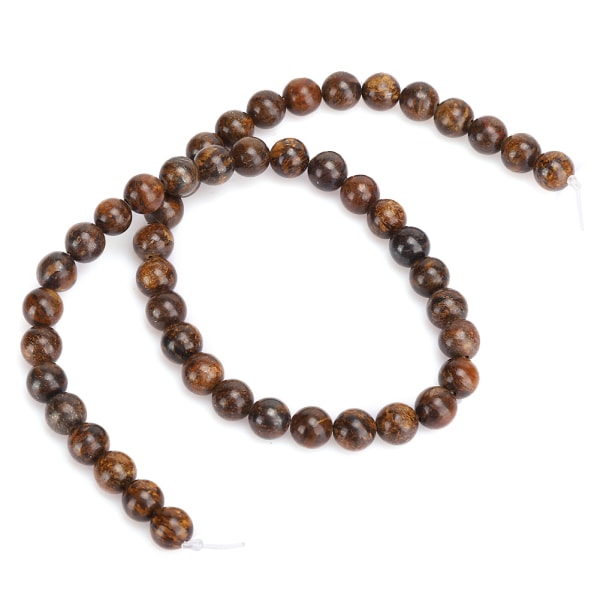 Naturlig bronzesten runde perler DIY smykker armbåndsfremstillingsværktøj 8 mm 48 stk perler