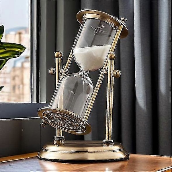 Paris_Vintage 15 Minutters Sandur, 360 Graders Roterende Timeglas, Messing 15 Min Glas