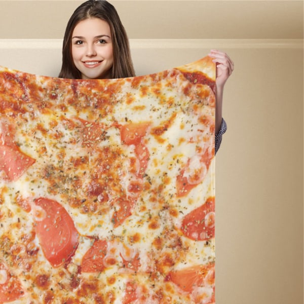 Print Polyesteri pehmeä ihoystävällinen pizzakuvio Söpö hauska sohvapeitto kotiin 59,1 x 78,7 tuumaa
